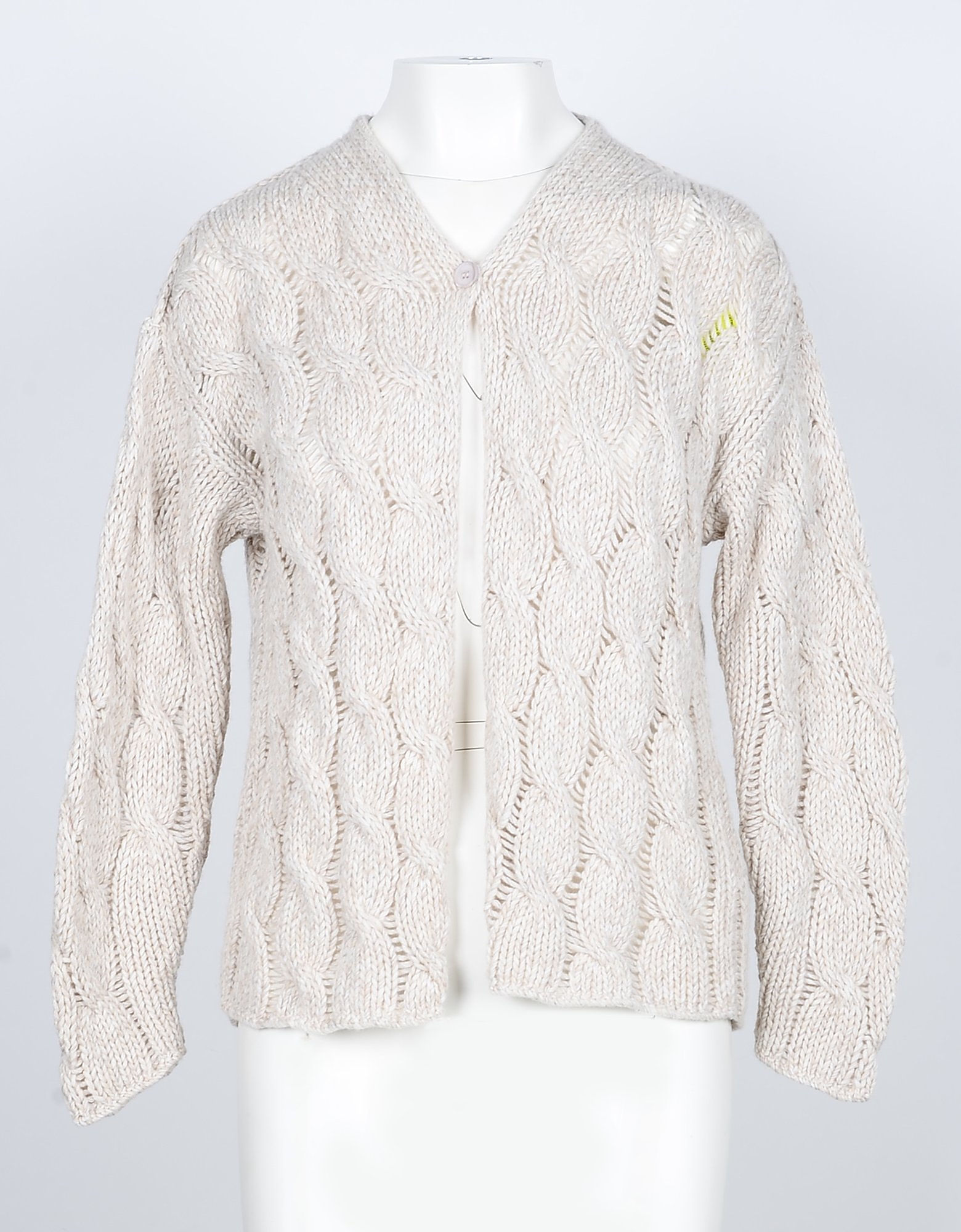 Lamberto Losani Designer Knitwear, Beige Cashmere Women's Cardigan Sweater