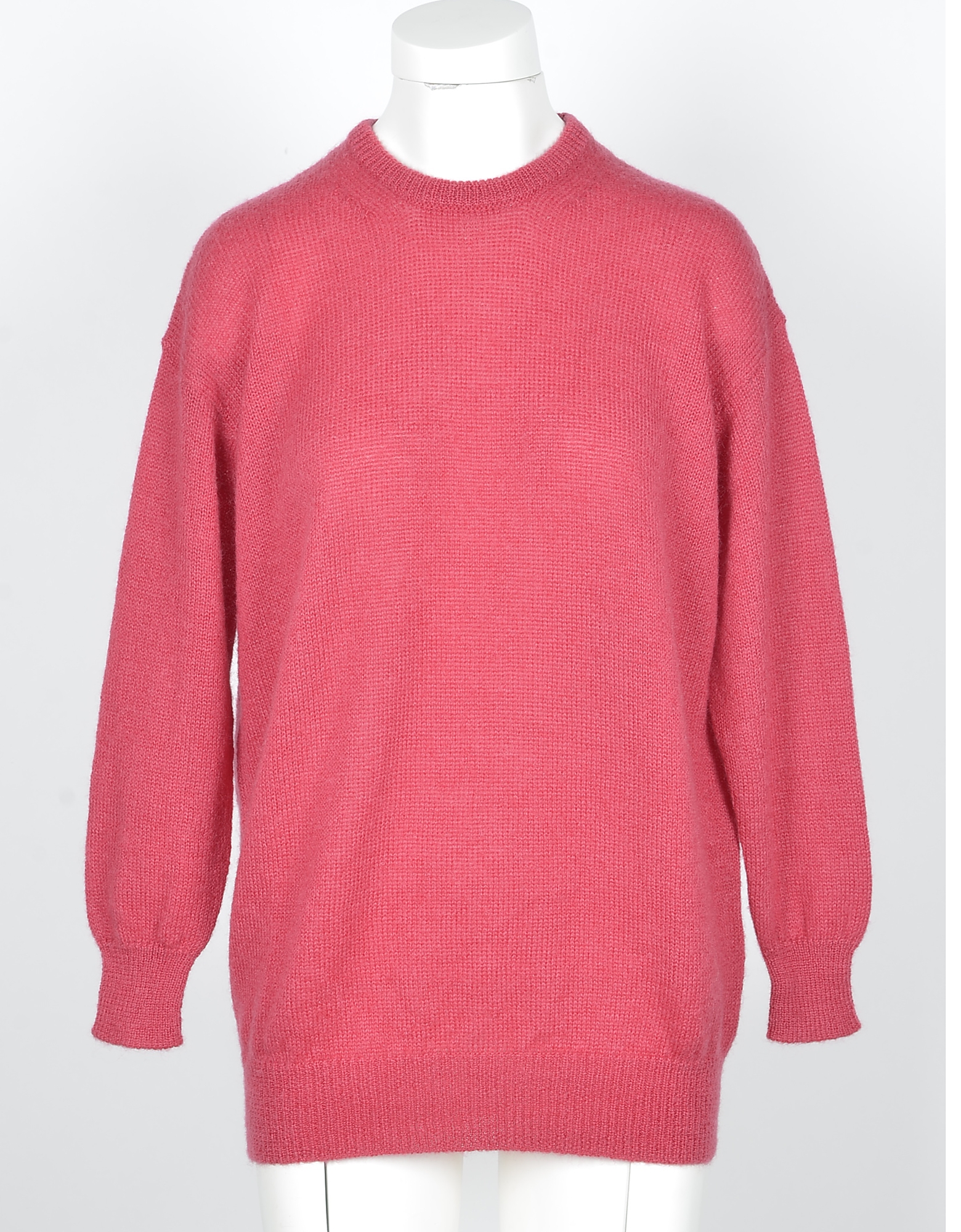 Max Mara Designer Knitwear, Strawberry Red Mohair and Wool Women's Sweater