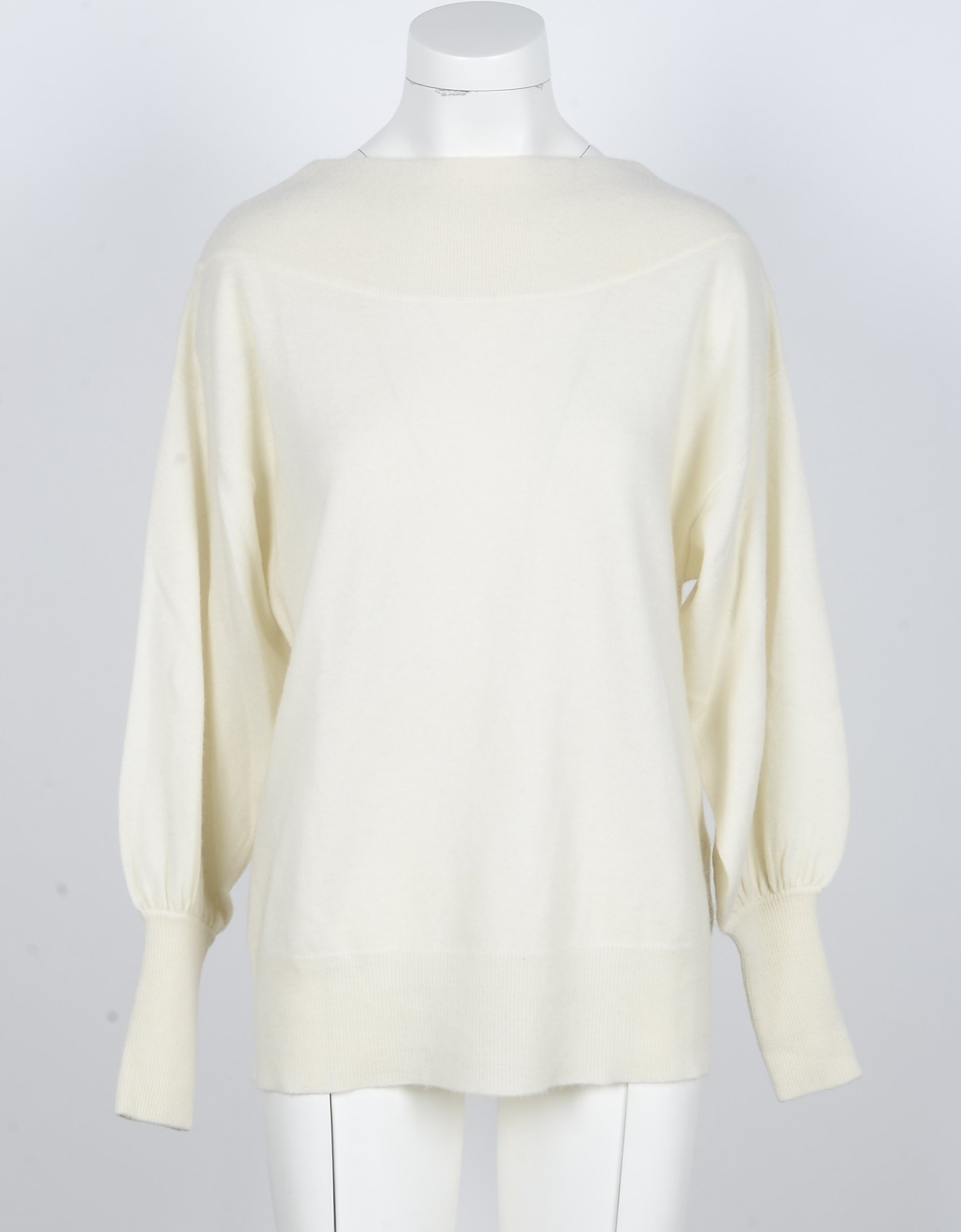 Parosh Designer Knitwear, Cream Pure Cashmere Women's Sweater