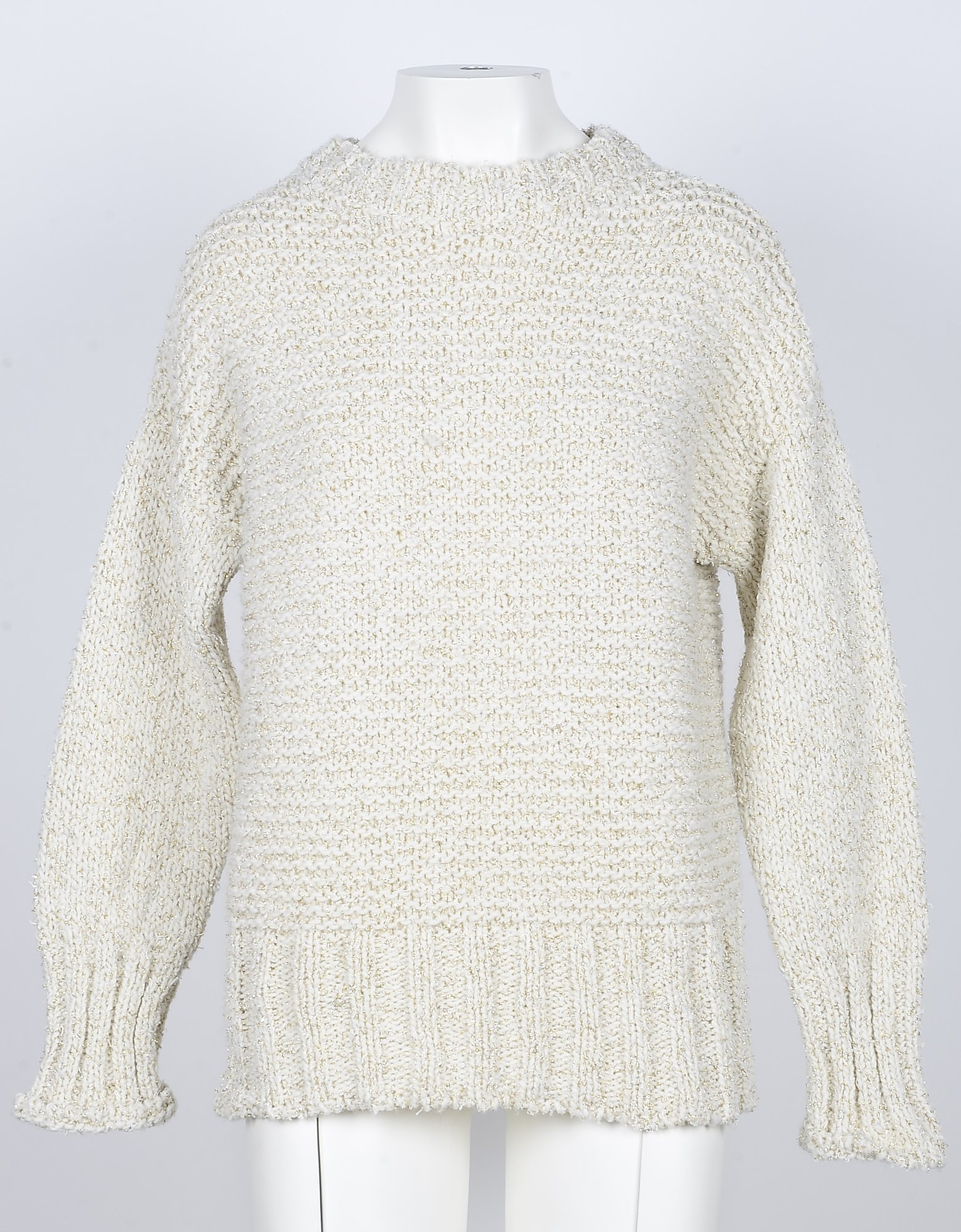 SNOBBY SHEEP Designer Knitwear, Cream Wool and Cotton Blend Women's Sweater
