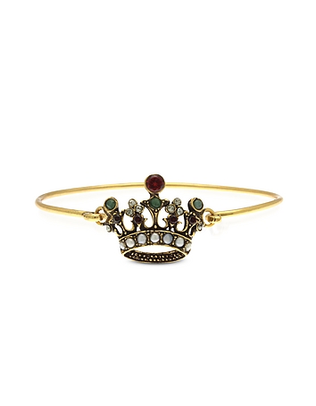 Princess Goldtone Brass Bangle w/Crown