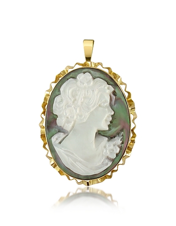 Woman Mother of Pearl Cameo Pendant/Pin