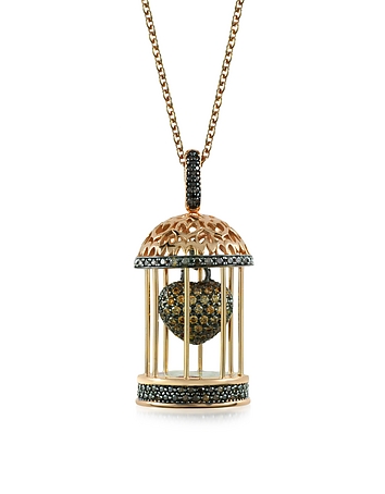 Gabbietta Silver and Zircon Cage Pendant Necklace