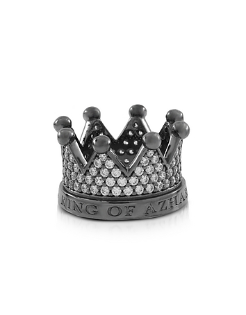 Re Silver and Zircon Crown Ring