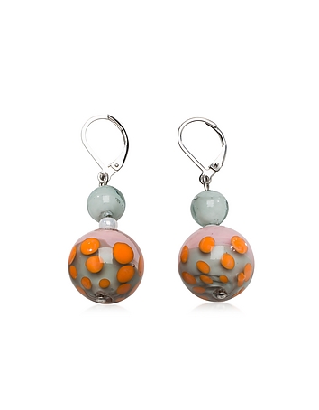 Papaya 1 Orange and Multicolor Murano Glass Earrings