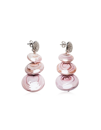 Monete 1 Pastel & Transparent Light Pink Murano Glass Earrings