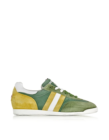 Chimera Green Suede and Fabric Sneaker