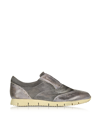 Raffaello Dark Gray Leather Slip On Shoe
