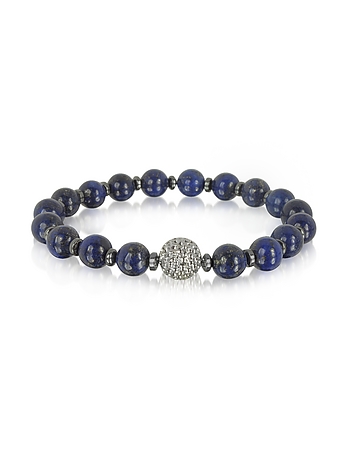 Lapis Lazuli Small Stone Men's Bracelet w/Brass Golf Ball
