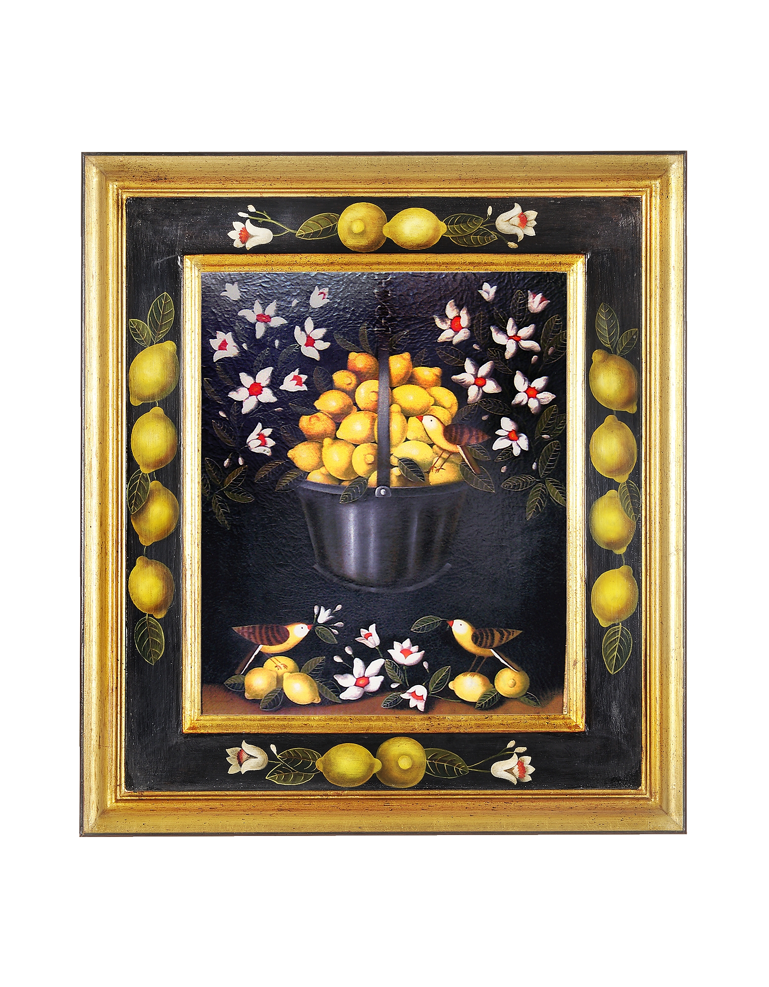 Лимоны- Картина в Раме с Лимонами, Масло на Холсте