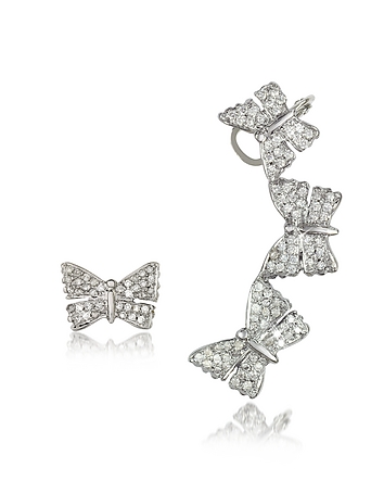 Butterflies White Gold Earrings w/Diamonds