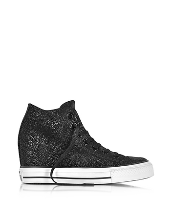 All Star Mid Lux Sting Ray Metallic Leather Wedge Sneakers