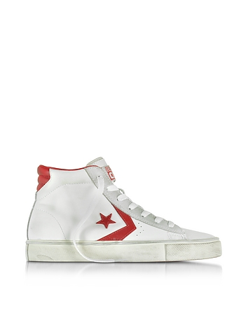 Pro Leather Vulc White and Red Mid Top Unisex Sneakers