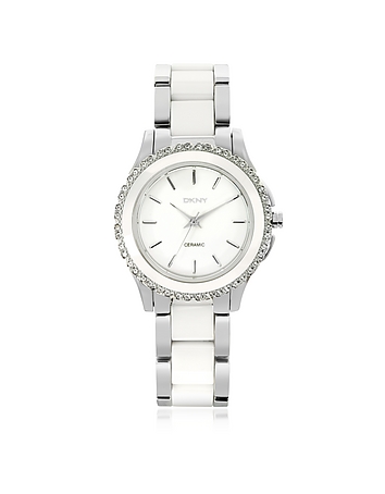 Westside White Ceramic and Silver Stainless Steel Women's Watch