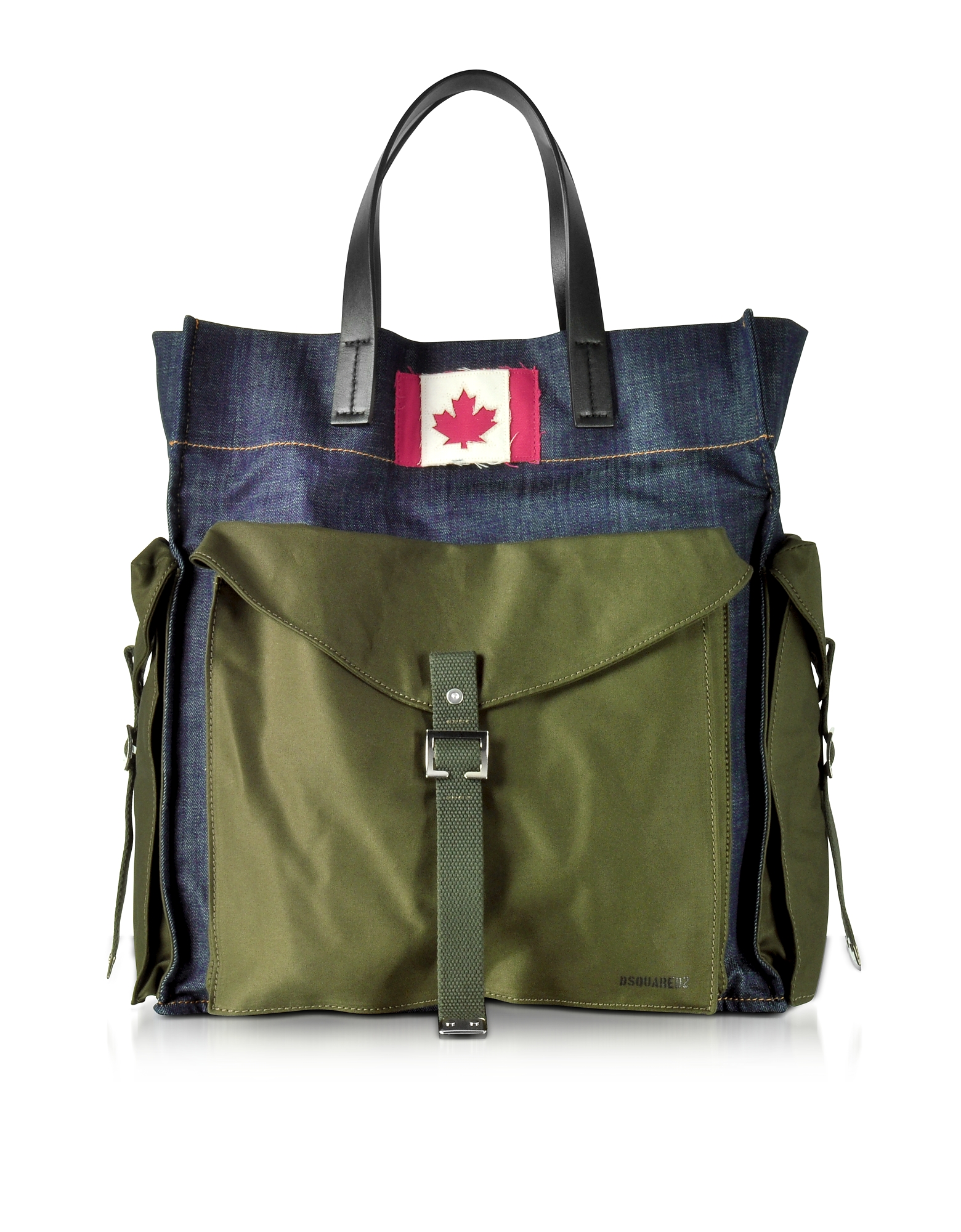 DSquared2 Designer Men's Bags, Military Chic Fabric and Denim Men's Tote Bag