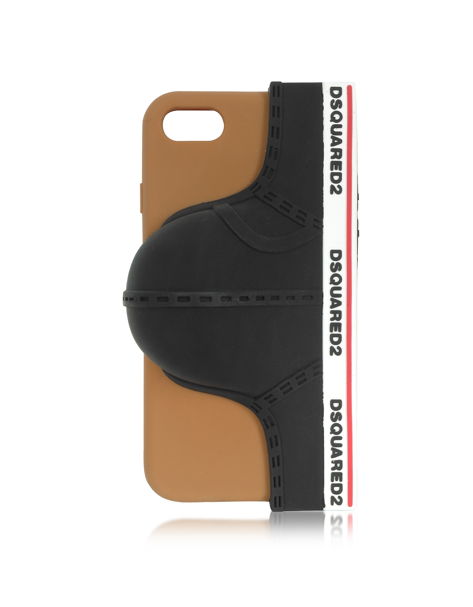 DSquared2 Designer Small Leather Goods, Black Silicone Signature iPhone 7 Cover w/Briefs