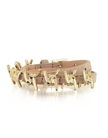 Babe Wire Nude Suede and Goldtone Armlet