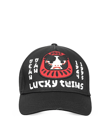 Lucky Twins Black Cotton Baseball Cap