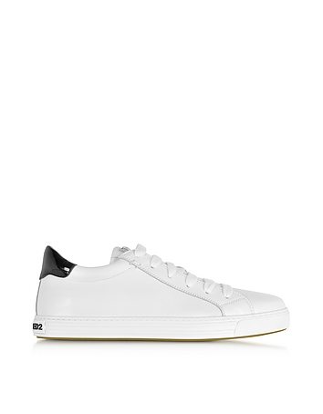 Tennis Club White Leather and Black Patent Leather Men's Sneaker