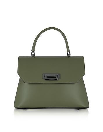 Lutece Small Military Green Leather Top Handle Satchel Bag