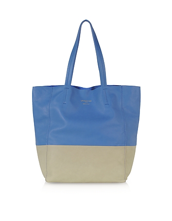 Large Color Block Nappa Leather Tote