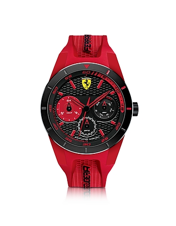 Red Rev T Black Stainless Steel Case and Red Silicone Strap Men's Watch