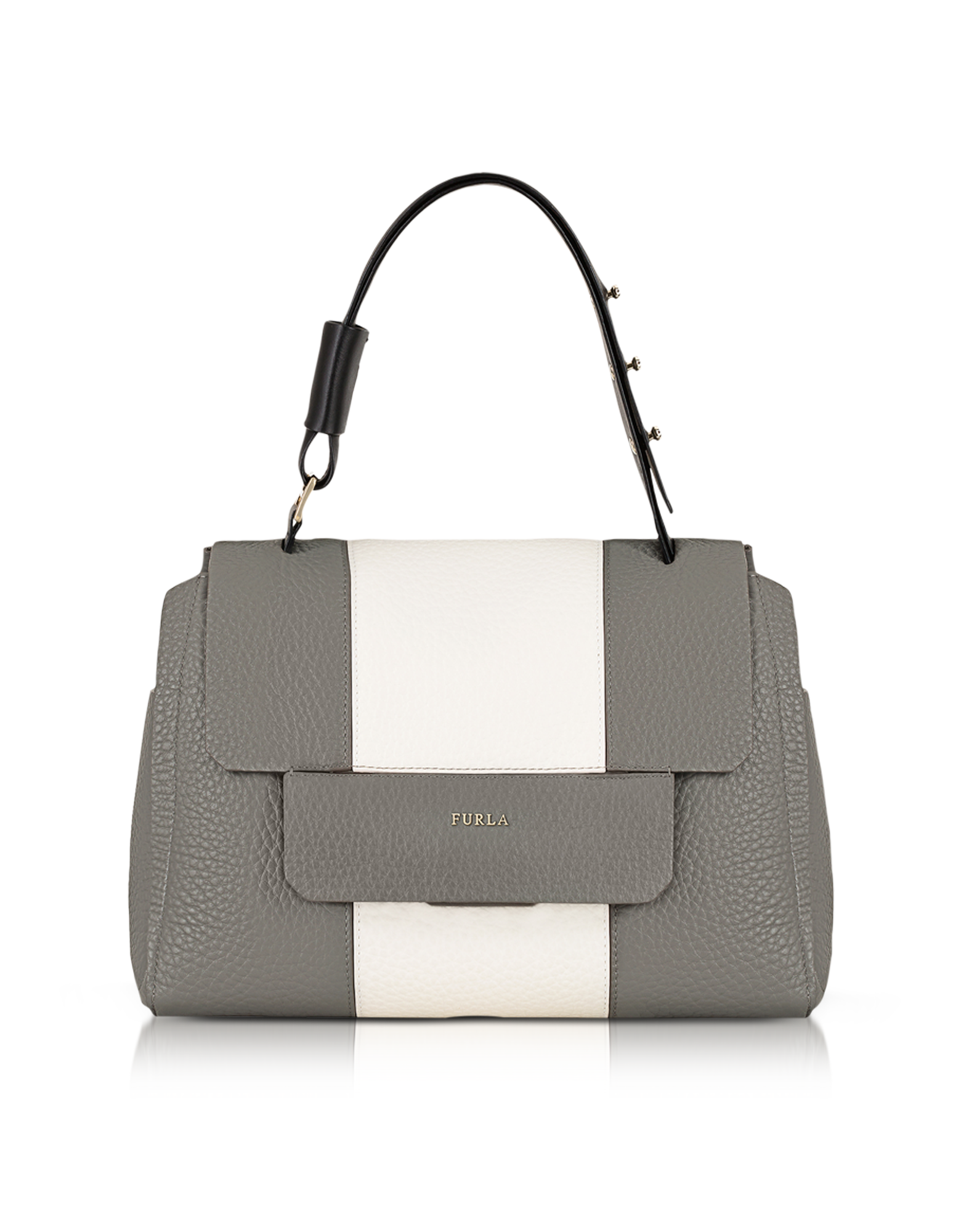 Argilla Petalo and Onyx Leather Capriccio Medium Top Handle Bag