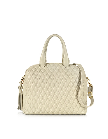 Ivory Quilted Leather Satchel
