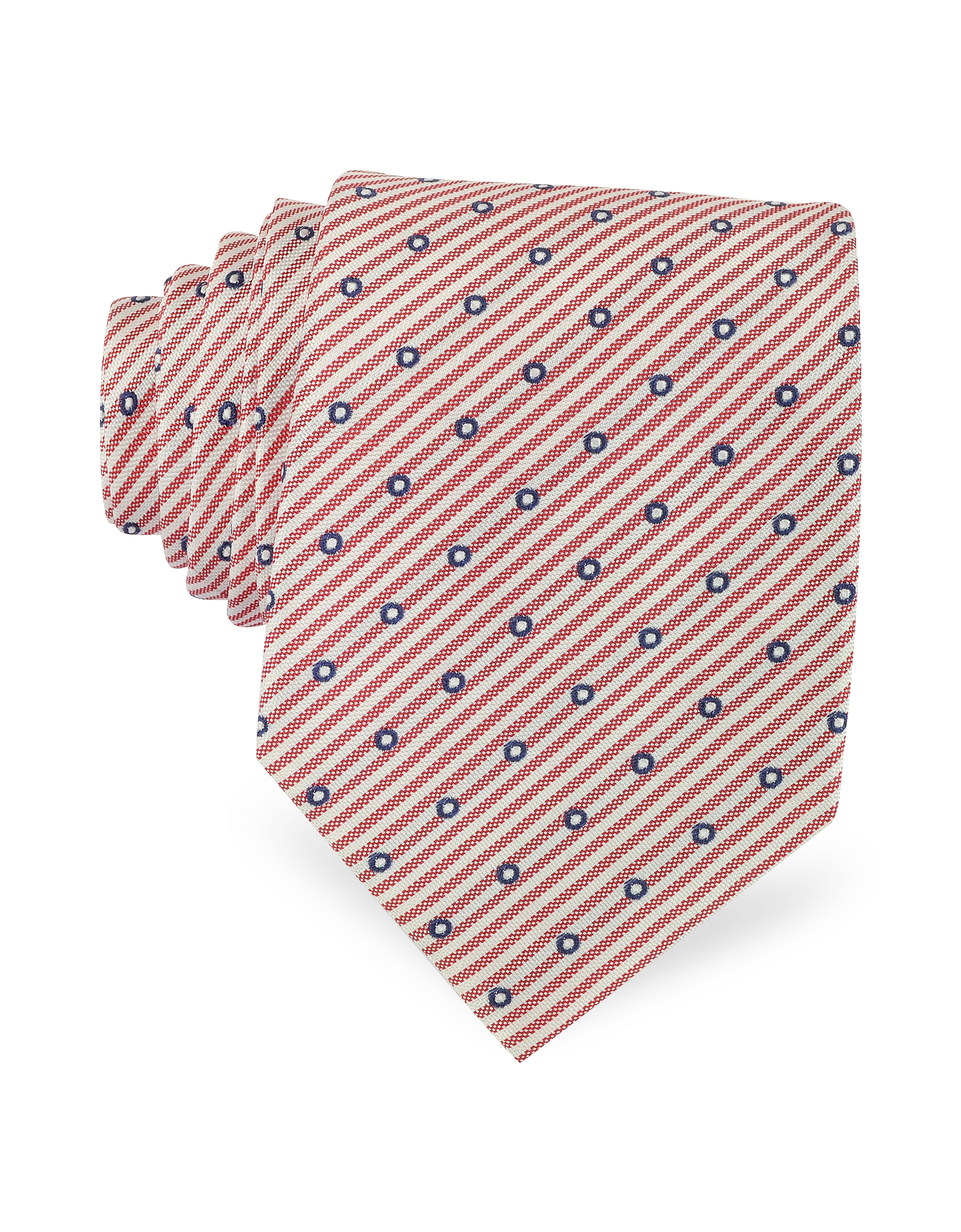 Forzieri Dots and Stripe Print Woven Silk Tie