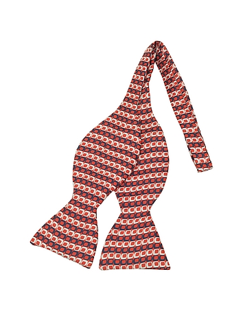 Optical Print Silk Self-tie Bow Tie