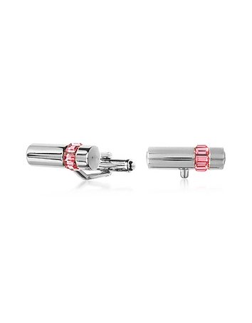 Lumiere Pink Crystal and Brass Cufflinks