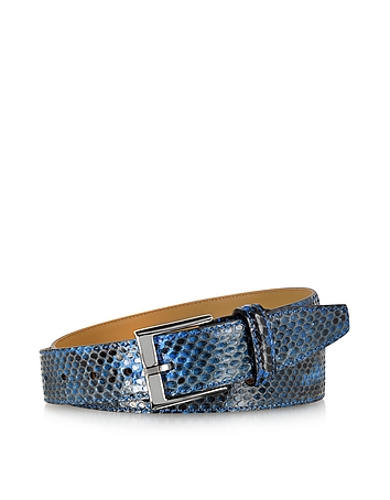 Blue Python Leather Men's Belt