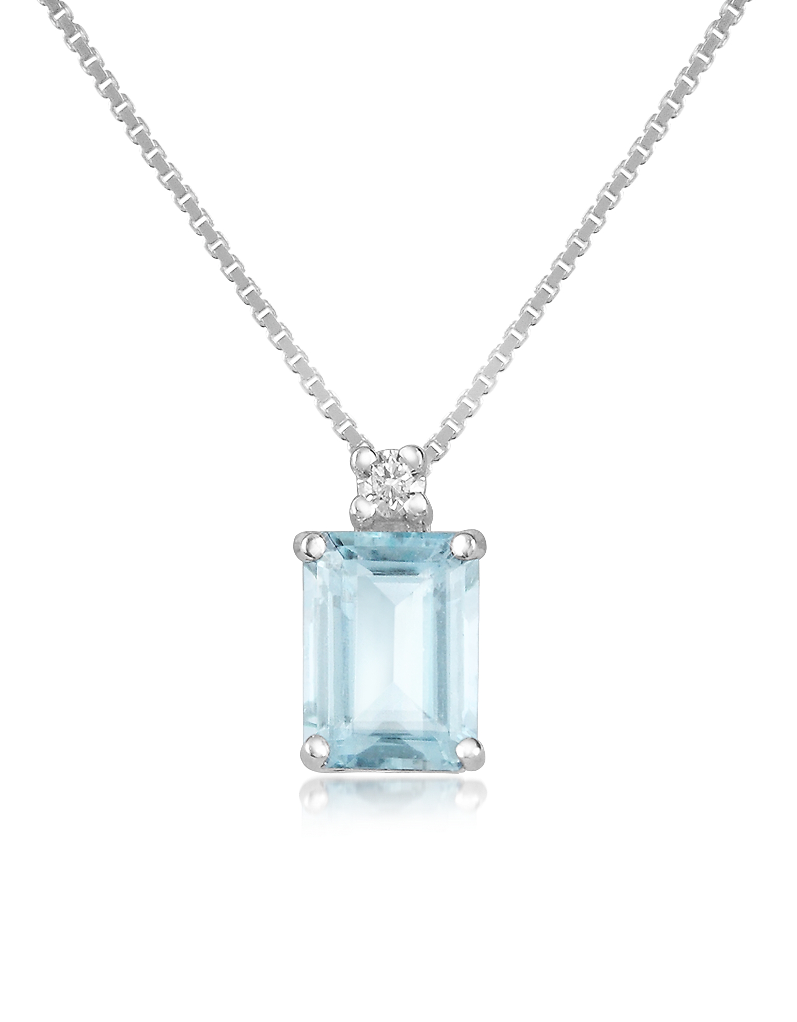 Diamond and Aquamarine 18K Gold Pendant Necklace