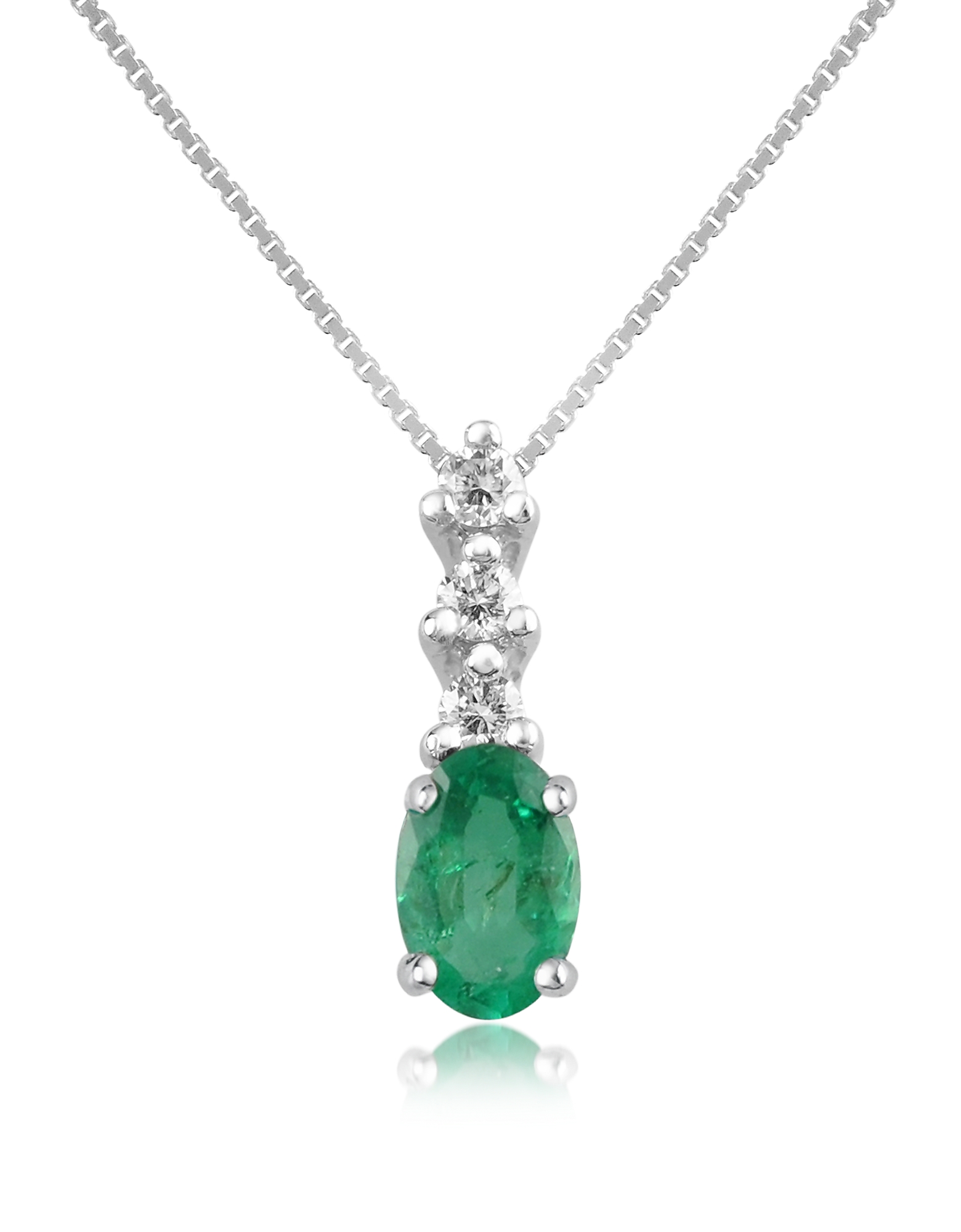 Diamond and Emerald Drop 18K Gold Pendant Necklace