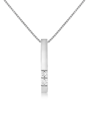 Classic elegance offers versatility and impeccable style in this bar pendant with diamond accents. Complete with a box chain it is the perfect accompaniment to any wardrobe. CTW 0.02; color G; clarity VS. Signature box included. Made in Italy.