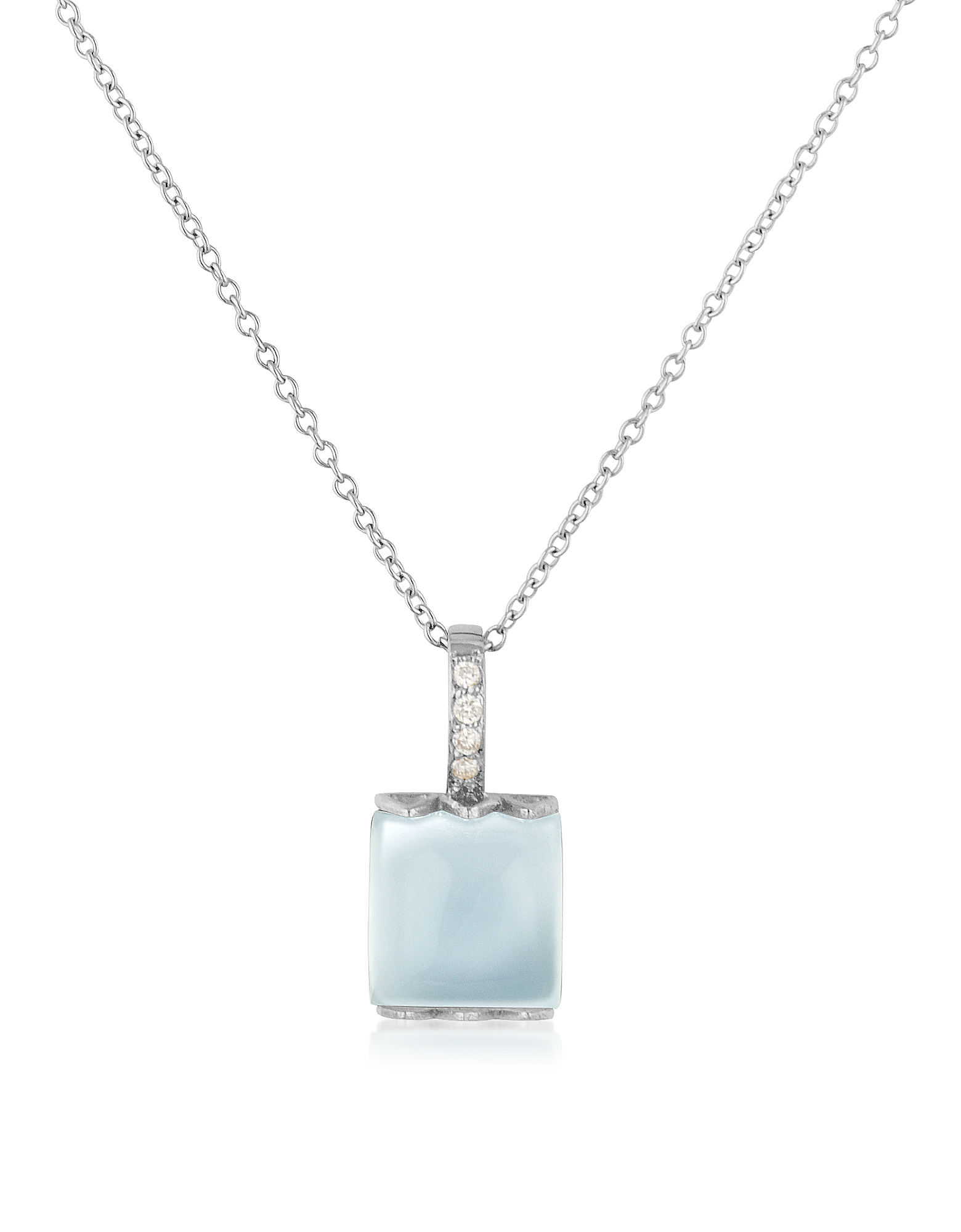 Chalcedony and Diamond 18K Gold Charm Necklace