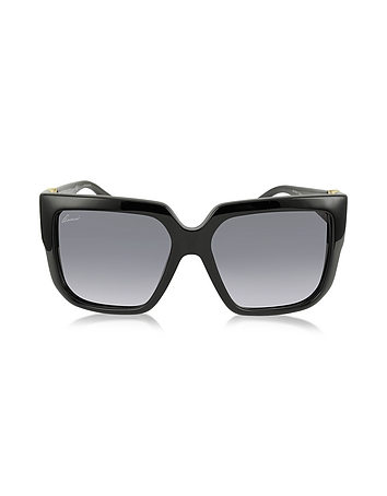 GG 3713/S D28EU Shiny Black Oversized Square Frame Horsebit Sunglasses