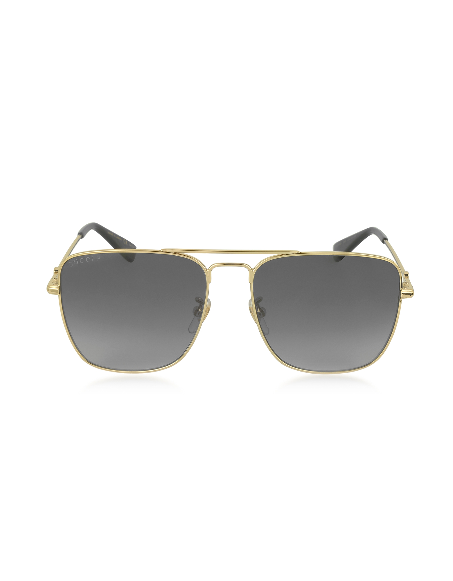 Gucci GG0108S 006 Gold Metal Square Aviator Men's Polarized Sunglasses
