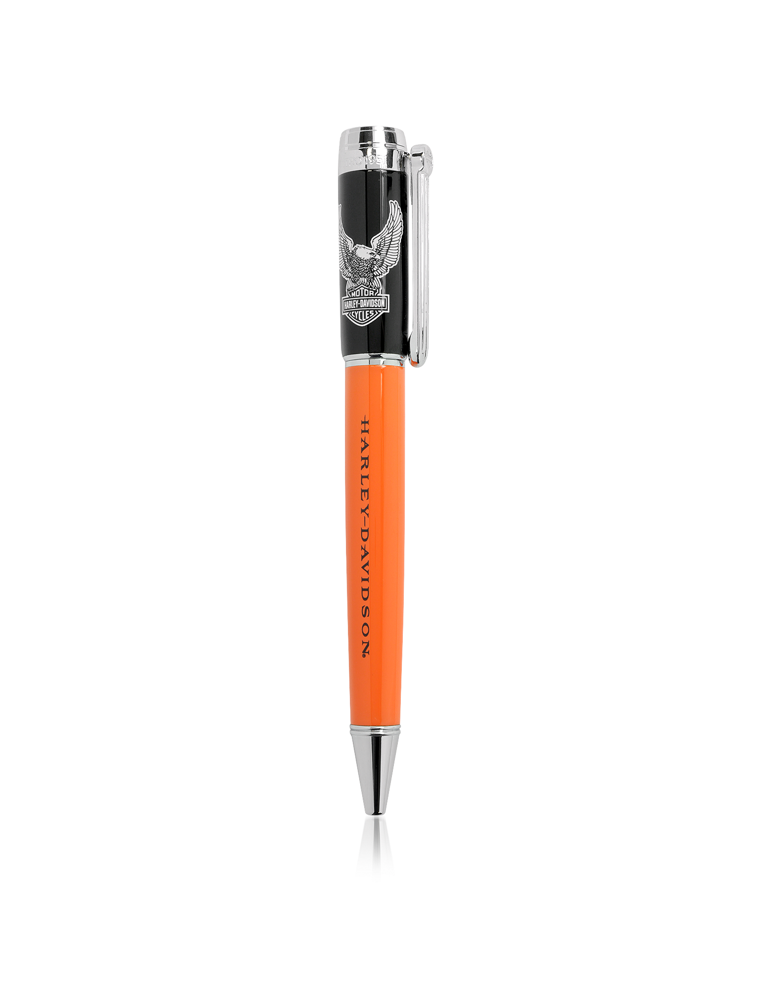 Vintage Rider - Оранжевая Шариковая Ручка с Черным Колпачком, Украшенным Орлом