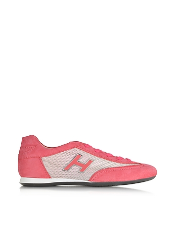 Olympia Pink Suede and Fabric Sneaker