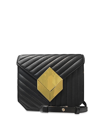 Prism Black and Gold Quilted Leather Shoulder Bag