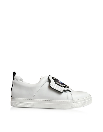 Gem White Leather Slip-On Sneaker