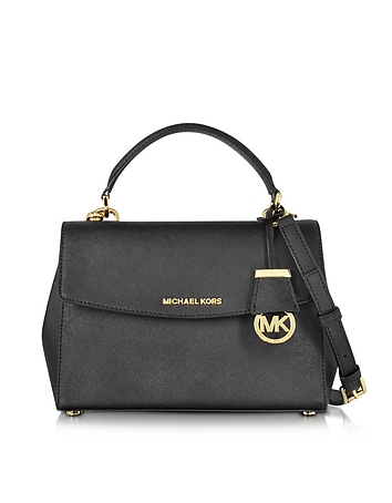 Ava Black Saffiano Leather Small Satchel Bag