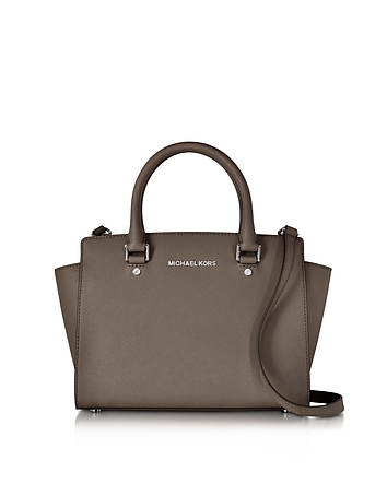 Selma Cinder Saffiano Leather Medium Top Zip Satchel Bag