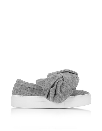Bow Gray Wool Blend Slip On Sneaker