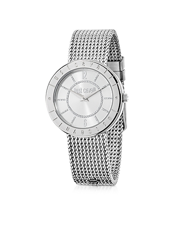 Just Shiny Silver Tone Stainless Steel Women's Watch