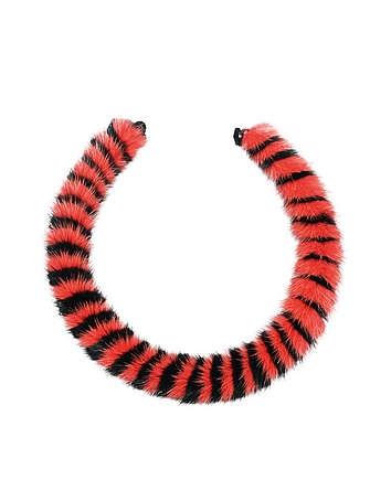 Red & Black Twisted Intarsia Mink Collar
