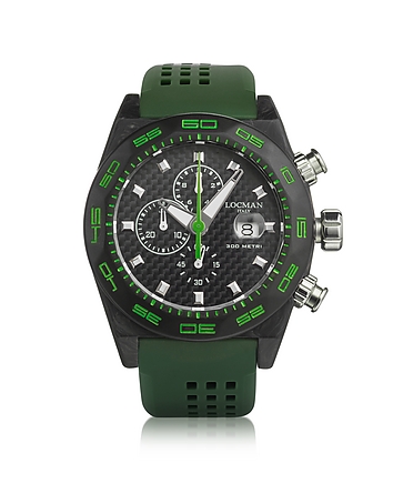 Stealth 300mt Green Carbon Fiber and Titanium Quartz Movement Men's Chronograph Watch