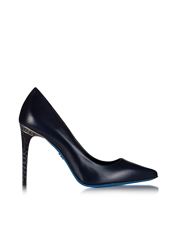 Midnight Blue Leather Pointed Pump