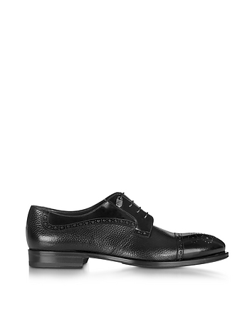 Black Grained Leather Brogue Shoe